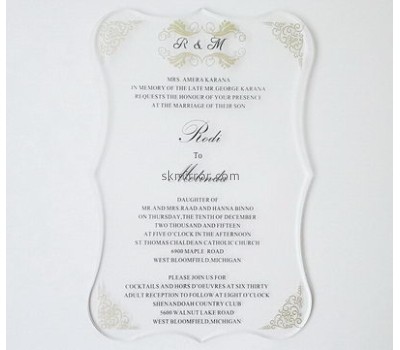 Hot selling acrylic perspex wedding invitations clear acrylic invitations laser cut wedding invitations wholesale MI-007