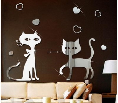 Custom and wholesale acrylic mirror cat wall stickers MS-1554