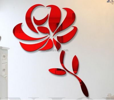 Customized acrylic mirror wall flower stickers MS-1563
