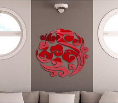 Hot selling acrylic ikea round wall mirror decoration 3d floor sticker MS-067
