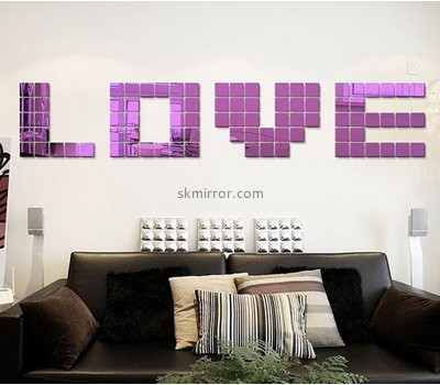Customized acrylic mirror love wall decals wall mirror designs for bedrooms MS-456