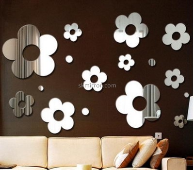 Custom acrylic wall decor mirror sets floral wall decals silver mirrors for sale MS-458
