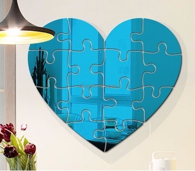 Mirror suppliers customized heart mirror wall decor decals for living room MS-899
