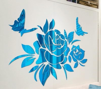 Mirror suppliers customized acrylic flower mirror wall art sticker MS-1022
