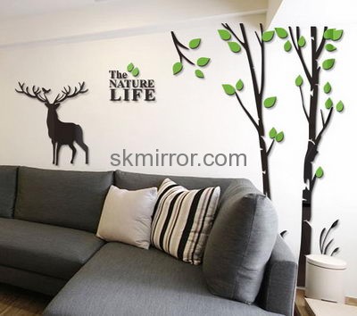 Acrylic plastic supplier custom decal wall mirror stickers MS-1327