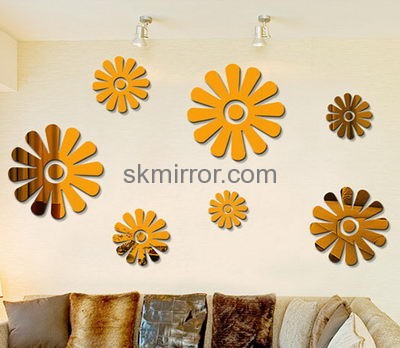 Acrylic 3d stickers custom acrylic wall stickers sunburst wall mirror MS-489