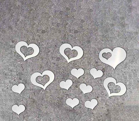 Wholesale custom acrylic wall DIY hearts mirror stickers