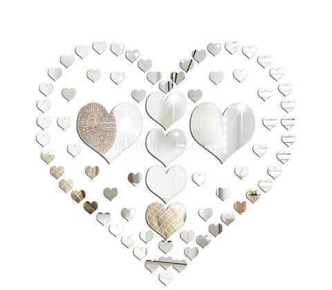 Wholesale custom acrylic wall hearts decor mirror stickers
