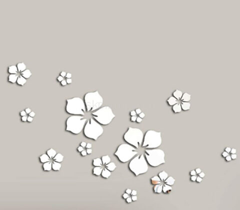 Wholesale custom acrylic wall 3D flower mirror stickers