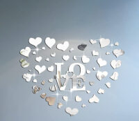 Wholesale custom acrylic wall decor 3D LOVE mirror stickers