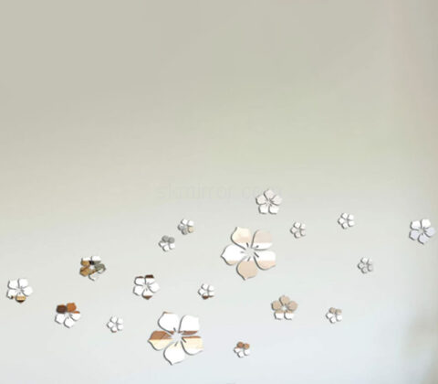 Wholesale custom acrylic wall decor flower mirror stickers