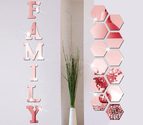 Wholesale custom acrylic wall fmaily 3D DIY mirror stickers