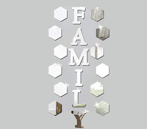 Wholesale custom acrylic wall FAMILY 3D DIY mirror stickers