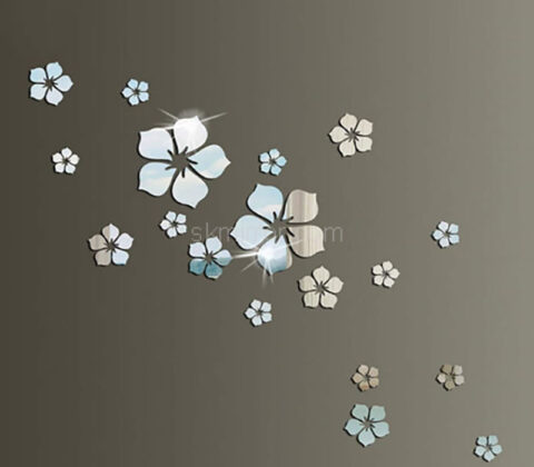 Wholesale custom acrylic wall flowers 3D DIY mirror stickers