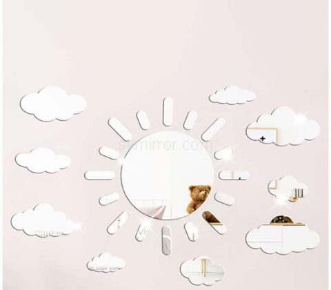 Wholesale custom acrylic wall sun and cloud mirror stickers