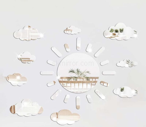 Wholesale custom acrylic wall decorative sun cloud mirror stickers