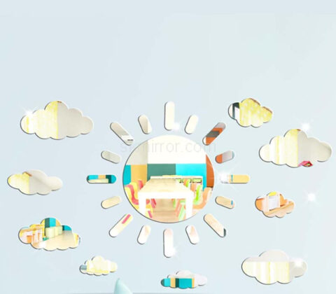 Wholesale custom acrylic wall decor sun cloud mirror stickers