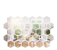 Wholesale custom plexiglass hexagon mirror wall stickers