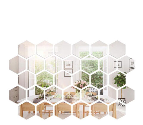 Wholesale custom plexiglass hexagon mirror wall stickers