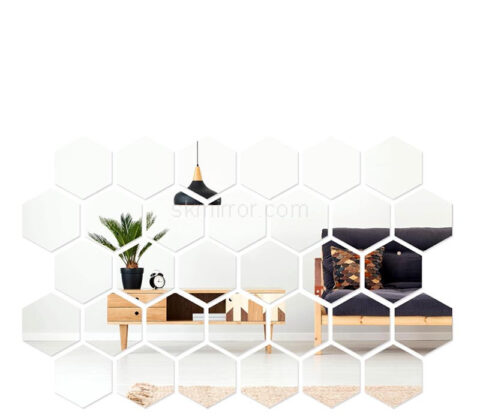 Wholesale custom plexiglass wall DIY hexagon mirror stickers