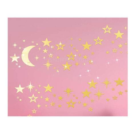 Wholesale custom plexiglass wall 3D moon star mirror stickers