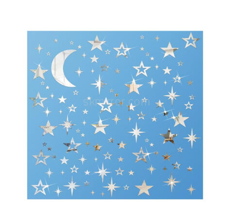 Wholesale custom plexiglass wall DIY moon stars mirror stickers