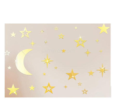Wholesale custom plexiglass wall 3D moon stars mirror stickers