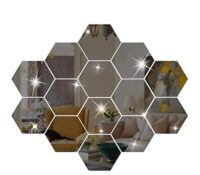 Custom acrylic hexagon wall decor living room mirror stickers