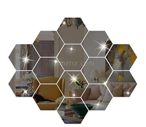 Custom acrylic hexagon wall decor living room mirror stickers