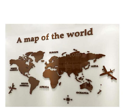Custom acrylic 3D world map wall mirror stickers