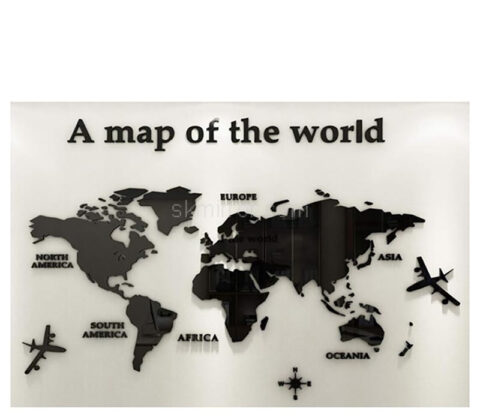 Custom acrylic world map wall decor mirror stickers