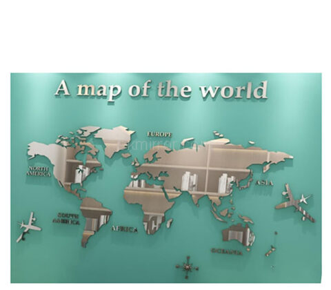 Custom acrylic DIY wall world map mirror stickers