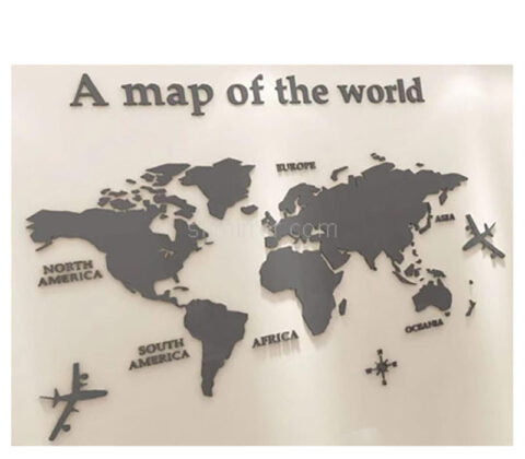 Custom acrylic office decor wall world map mirror stickers