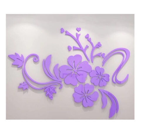 Custom acrylic wall flower decor 3D mirror stickers