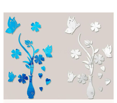 Custom acrylic wall mirror flower stickers
