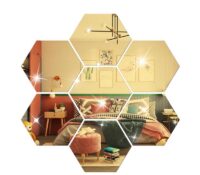 Custom acrylic living room wall hexagon DIY mirror stickers
