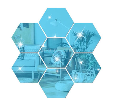 Custom acrylic wall decor hexagon DIY mirror stickers