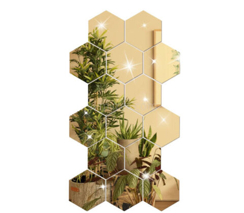Custom plexiglass wall hexagon 3D mirror stickers