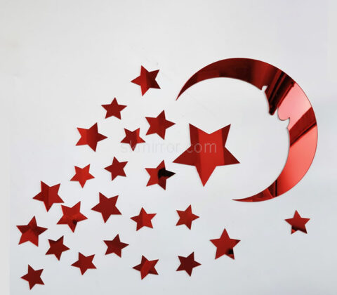 Custom plexiglass wall moon stars DIY mirror stickers